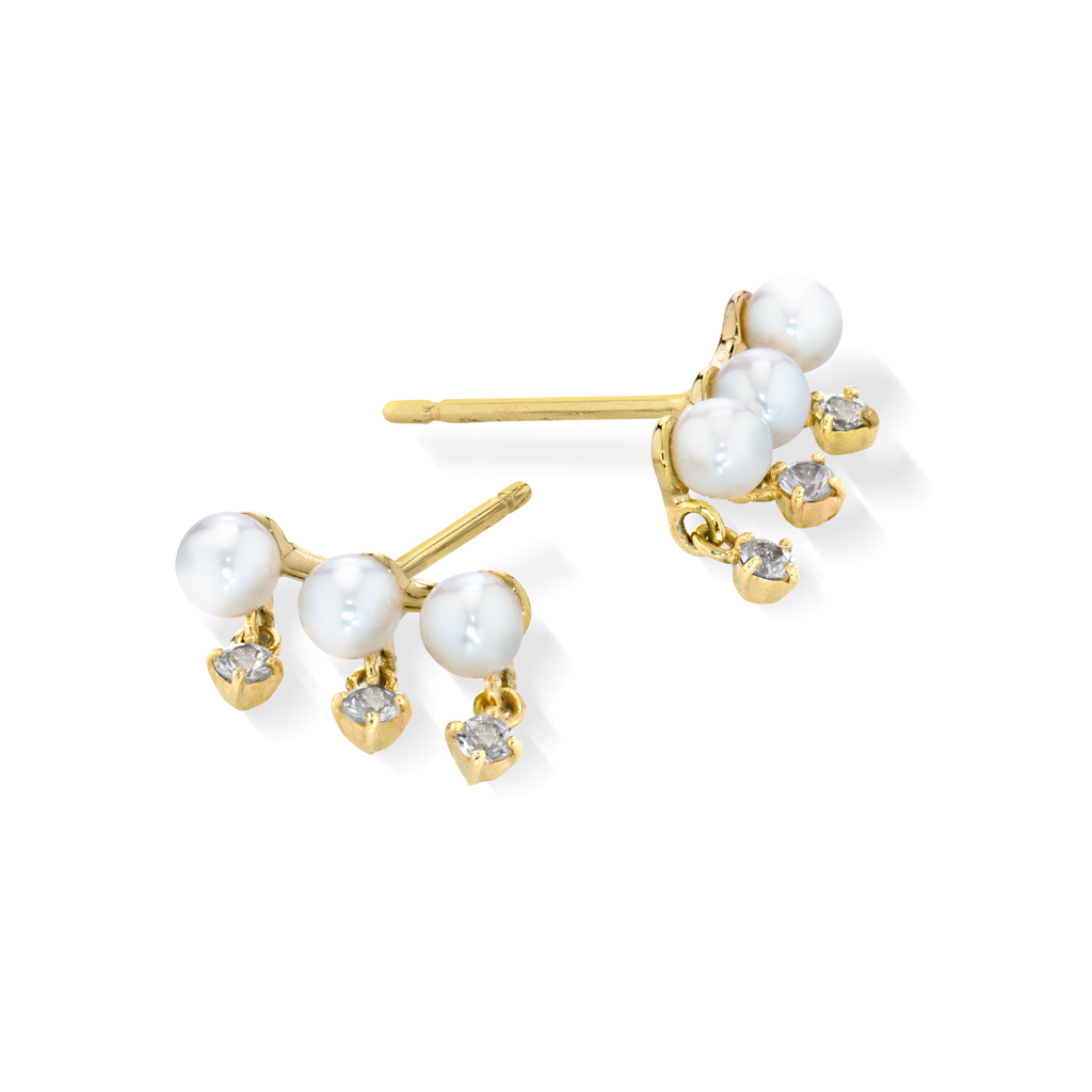 BABYPEARL＆WHITE SAPPHIRE PIERCED EARRINGS