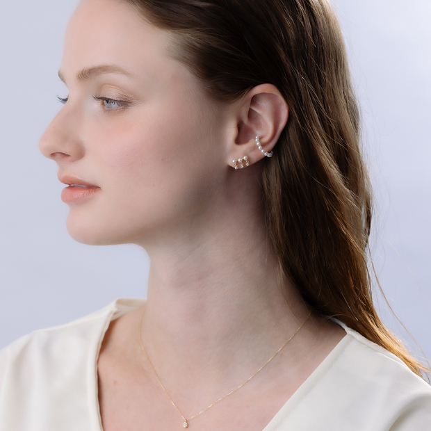 BABYPEARL＆WHITE SAPPHIRE PIERCED EARRINGS