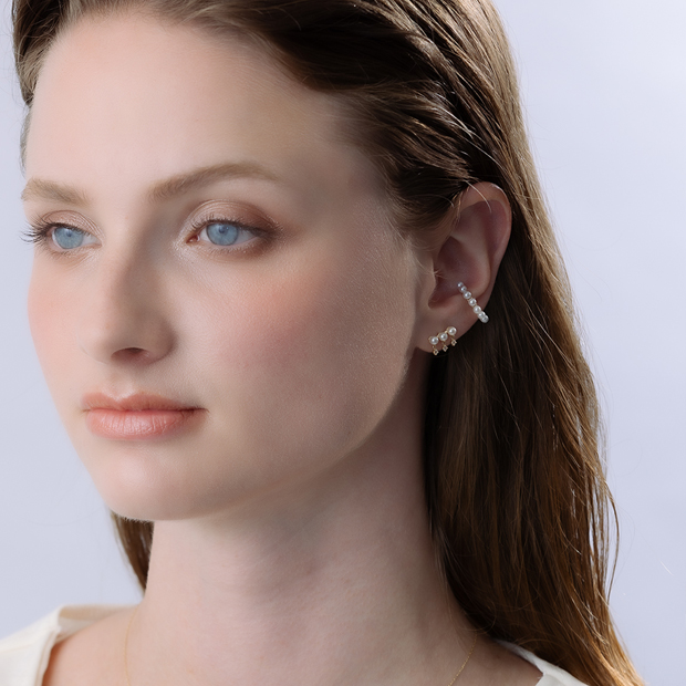 BABYPEARL＆WHITE SAPPHIRE PIERCED EARRINGS