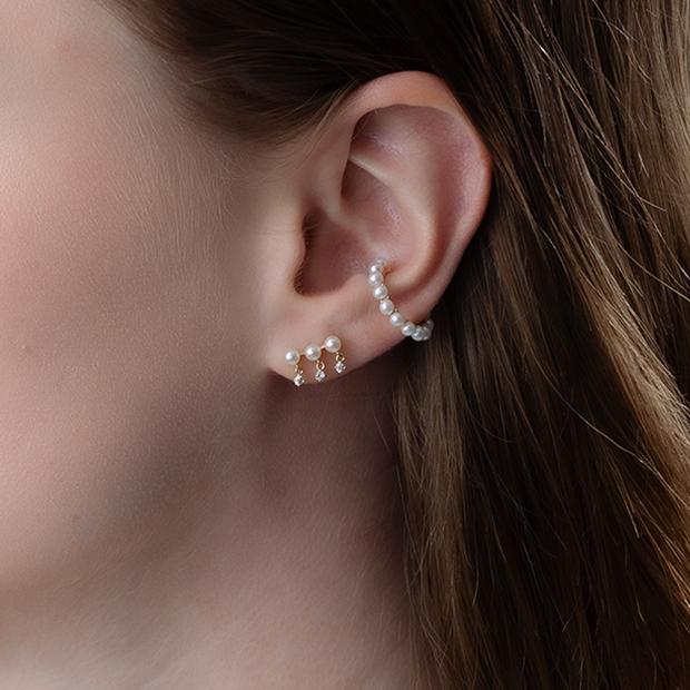 BABYPEARL＆WHITE SAPPHIRE PIERCED EARRINGS