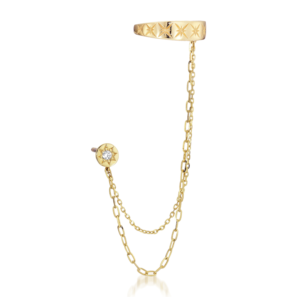 CHAIN PIERCED EARRING & EAR CUFF(單耳)