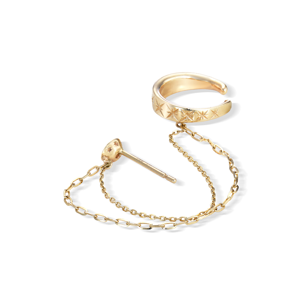 CHAIN PIERCED EARRING & EAR CUFF(單耳)