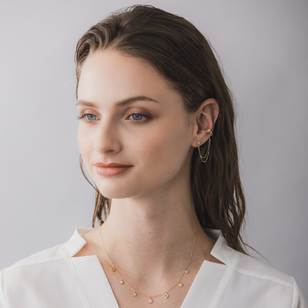 CHAIN PIERCED EARRING & EAR CUFF(單耳)