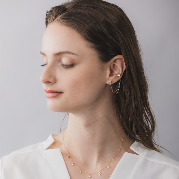 CHAIN PIERCED EARRING & EAR CUFF(單耳)