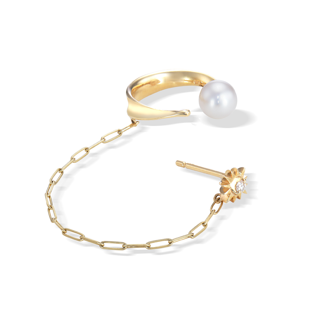 CHAIN PIERCED EARRING & EAR CUFF(單耳)