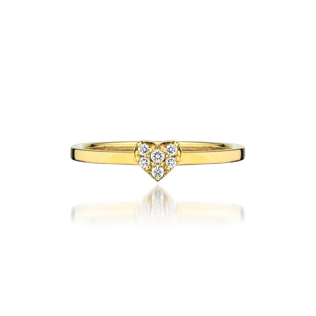 DIAMOND HEART PINKIE RING