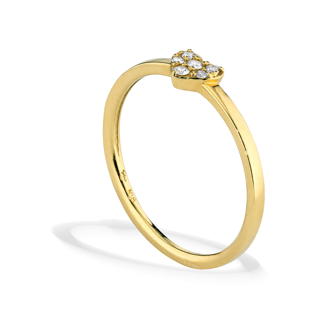 DIAMOND HEART PINKIE RING