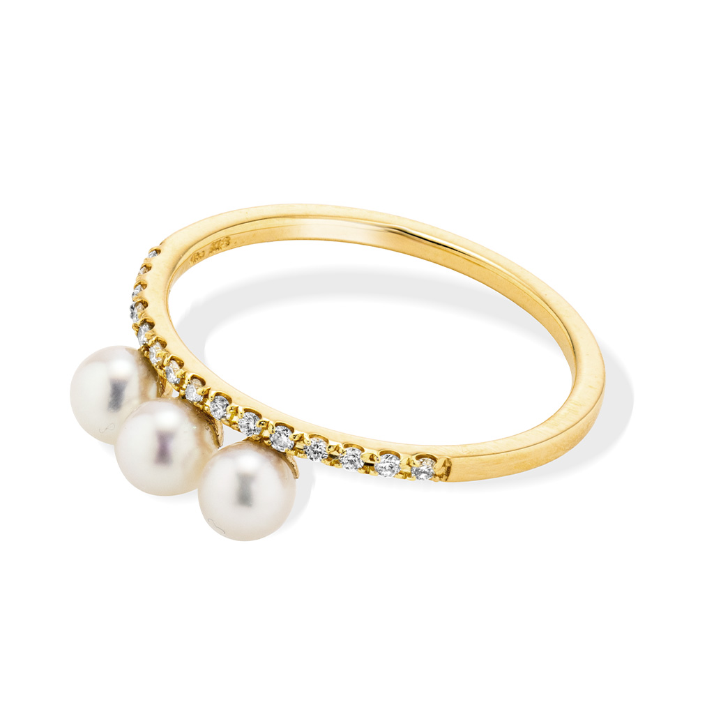 DIAMOND & BABY AKOYA RING