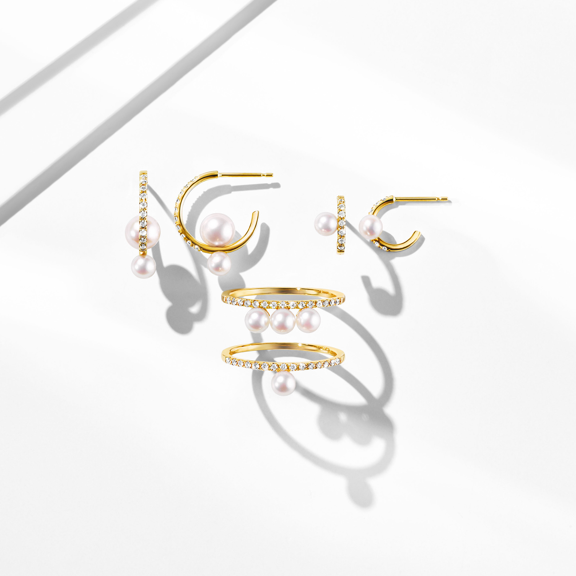 DIAMOND & BABY AKOYA PIERCED EARRINGS