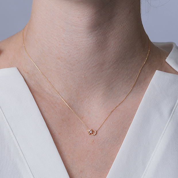 CROSSING & MOON NECKLACE