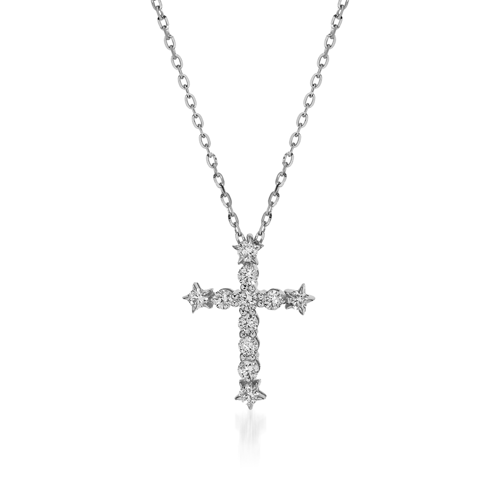 DIAMOND STAR CROSS NECKLACE (PT)