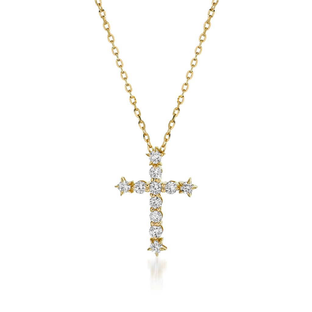 DIAMOND STAR CROSS NECKLACE (YG)