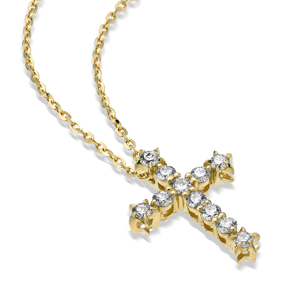 DIAMOND STAR CROSS NECKLACE (YG)